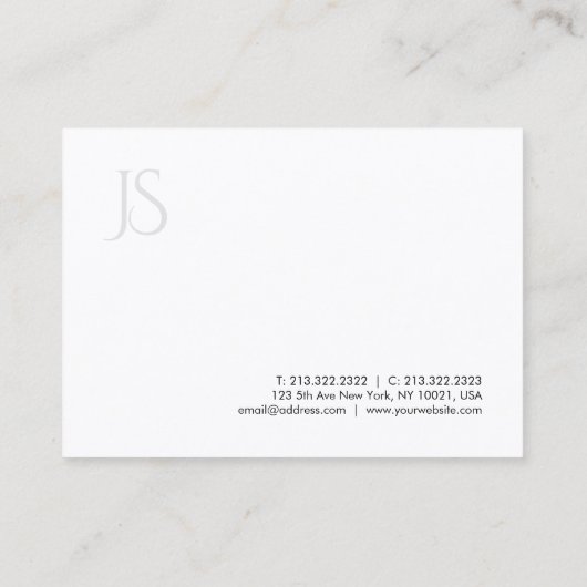 Moderne, einfache Vorlage für Monogramm Visitenkarte (Rückseite)