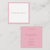 Moderne, einfache Vorlage in hellrosa Beruflicher Quadratische Visitenkarte (Vorne/Hinten)