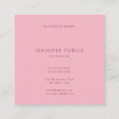 Moderne, einfache Vorlage in hellrosa Beruflicher Quadratische Visitenkarte (Rückseite)