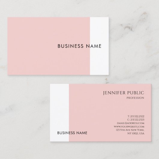 Moderne, einfache Vorlage Rosa Rosa Elegante Firma Visitenkarte (Vorne/Hinten)
