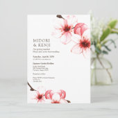 Moderne, einfache Wasserfarbenkirche Blüten Einladung (Stehend Vorderseite)