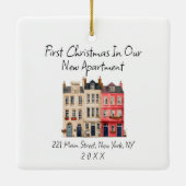 Moderne, einfache Weihnachten in unserer neuen Woh Keramikornament (Rückseite)