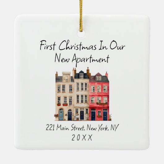 Moderne, einfache Weihnachten in unserer neuen Woh Keramikornament (Rückseite)