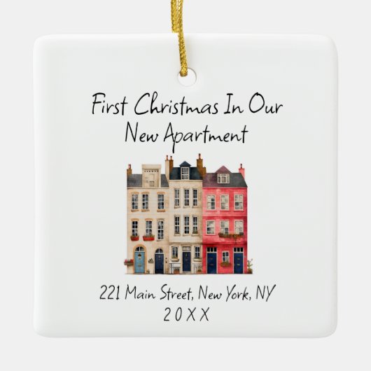 Moderne, einfache Weihnachten in unserer neuen Woh Keramikornament (Vorderseite)