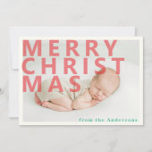 Moderne, einfache Weihnachts-Foto-Weihnachtskarte Feiertagskarte (Vorderseite)