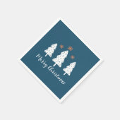 Moderne einfache Weihnachtsbäume und Sterne Blau Serviette (Ecke)