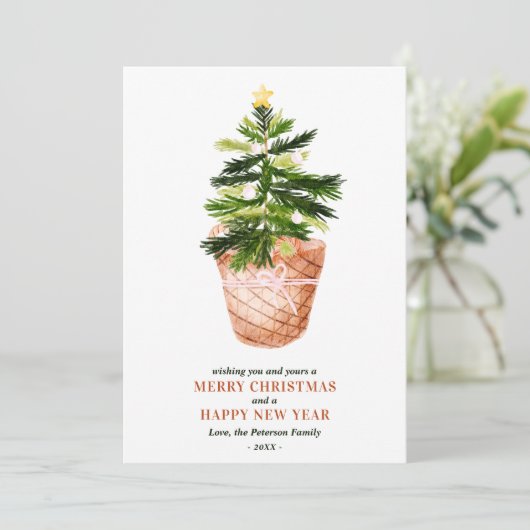 Moderne, einfache Weihnachtsbaumgrüße Karte (Stehend Vorderseite)