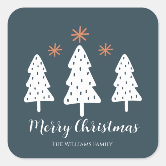 Moderne, einfache Weihnachtsbaumstämme Quadratischer Aufkleber (Vorderseite)
