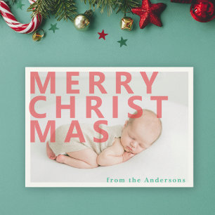 Moderne einfache Weihnachtsfoto-Feiertagspostkarte Feiertagspostkarte