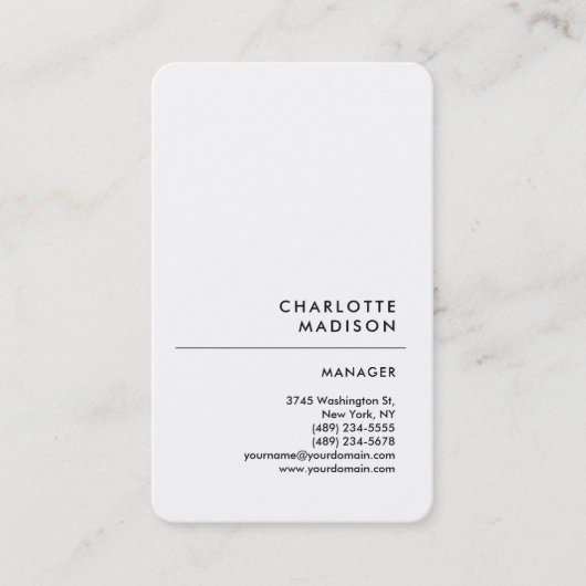 Moderne einfache Weiß Trendsetter Minimalistisch S Visitenkarte (Vorderseite)