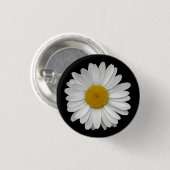 Moderne, einfache Weiße Daisy-Blume auf Schwarz Button (Vorne & Hinten)