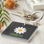 Moderne, einfache weiße Daisy individuell anpassba Schlüsselanhänger