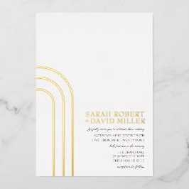 Moderne, einfache, weiße Hochzeit Folieneinladung