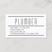 Moderne, einfache, weiße Klempnerkarte Visitenkarte (Vorderseite)