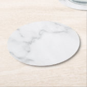 Moderne einfache weiße Marmor-Rustico-Papier-Unter Runder Pappuntersetzer (Angewinkelt)