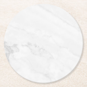 Moderne einfache weiße Marmor-Rustico-Papier-Unter Runder Pappuntersetzer
