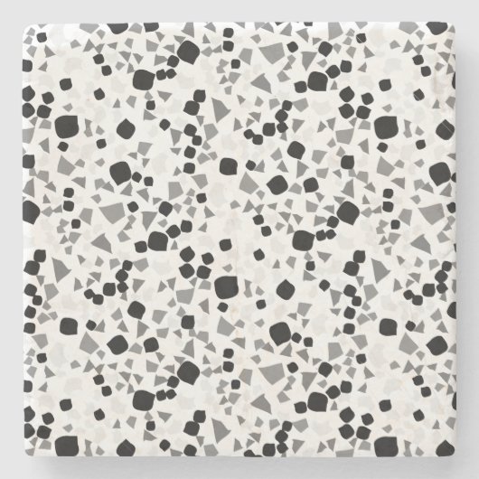 Moderne, einfache, weiße Terrazzo Steinuntersetzer (Vorderseite)