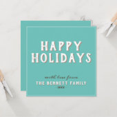 Moderne einfache weiße Typografie glückliche Ferie Karte (Vorderseite/Rückseite Beispiel)