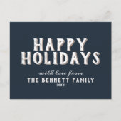 Moderne einfache weiße Typografie glückliche Ferie Postkarte (Vorderseite)