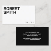 Moderne, einfache weiße und schwarze Visitenkarte (Vorne/Hinten)