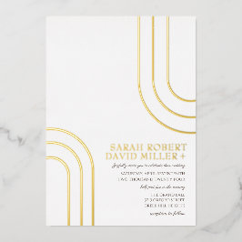 Moderne einfache White Gold Minimal Hochzeit Folieneinladung