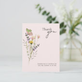Moderne einfache Wildblume Blumenhochzeit Dankeskarte (Stehend Vorderseite)