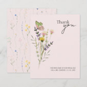 Moderne einfache Wildblume Blumenhochzeit Dankeskarte (Vorne/Hinten)