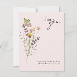 Moderne einfache Wildblume Blumenhochzeit Dankeskarte