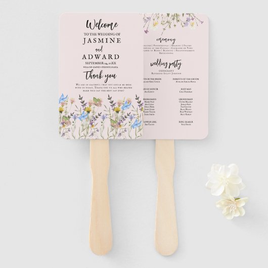 Moderne einfache Wildblume Blumenhochzeit Fächer (Vorne und Hinten)