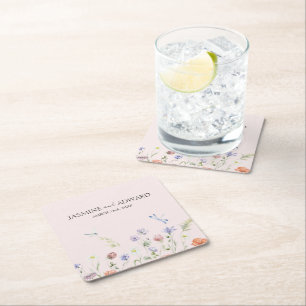 Moderne einfache Wildblume Blumenhochzeit Rechteckiger Pappuntersetzer