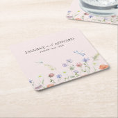 Moderne einfache Wildblume Blumenhochzeit Rechteckiger Pappuntersetzer (angewinkelt)