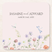 Moderne einfache Wildblume Blumenhochzeit Rechteckiger Pappuntersetzer (Vorderseite)