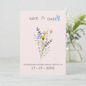 Moderne einfache Wildblume Blumenhochzeit Save The Date (Stehend Vorderseite)