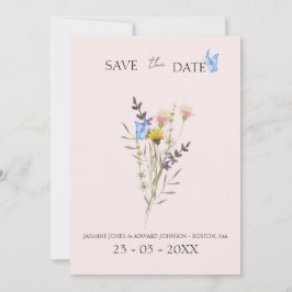 Moderne einfache Wildblume Blumenhochzeit Save The Date