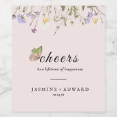 Moderne einfache Wildblume Blumenhochzeit Weinetikett (Einzelnes Label)