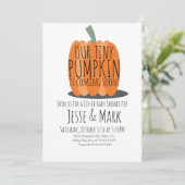 Moderne, einfache Winy Pumpkin Baby Dusche Einladung (Stehend Vorderseite)
