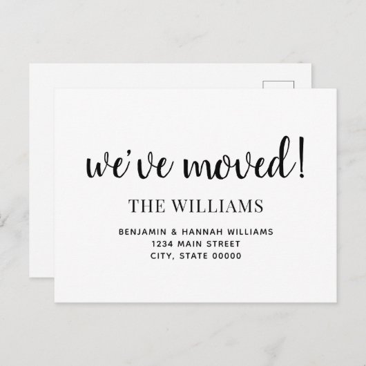 Moderne, einfache wir haben neue Zuhause-Moving Ankündigungspostkarte (Vorne/Hinten)