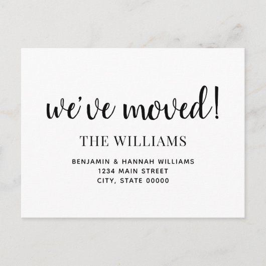 Moderne, einfache wir haben neue Zuhause-Moving Ankündigungspostkarte (Vorderseite)