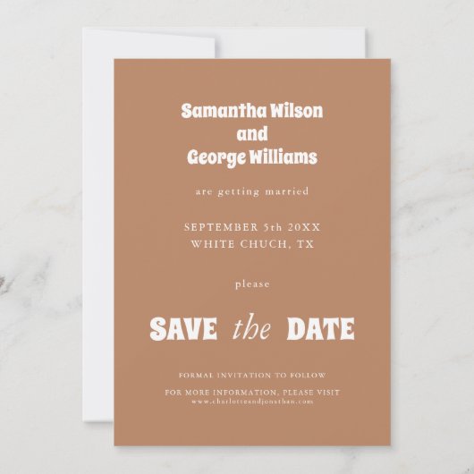 Moderne, einfache wir werden Hitched Boho Wedding Save The Date (Rückseite)
