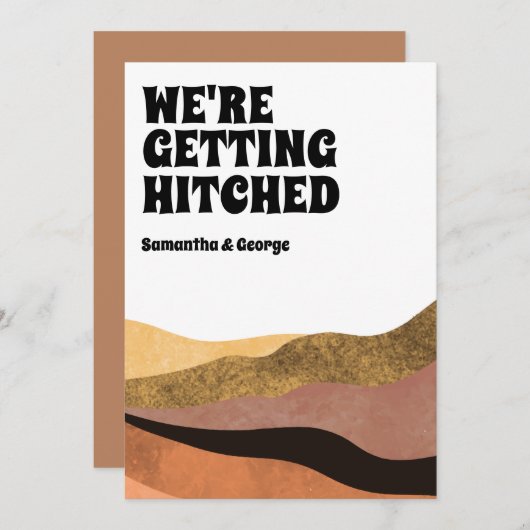 Moderne, einfache wir werden Hitched Boho Wedding Save The Date (Vorne/Hinten)