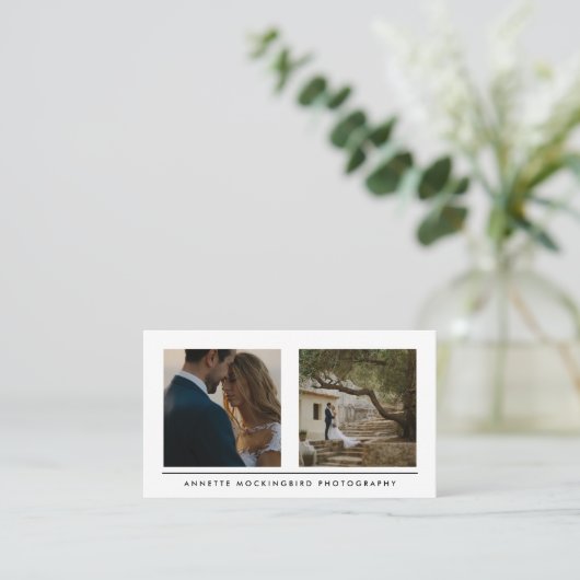 Moderne einfache zwei Minimalistische Fotografie Visitenkarte (Stehend Vorderseite)