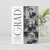 Moderne Einfachheit 3 Fotocollage Graduation Party Einladung (Stehend Vorderseite)