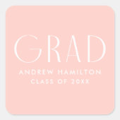 Moderne Einfachheit Blush Abschluss Quadratischer Aufkleber (Vorderseite)