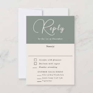 Moderne Einfachheit Deep Sage Einfache UAWG mit Ma RSVP Karte