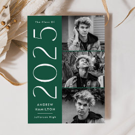 Moderne Einfachheit Grün 3 Foto 2023 Abschluss Ankündigung