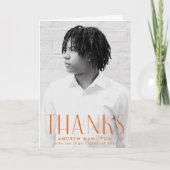 Moderne Einfachheit Orange Foto Abschluss Dankeskarte (Vorderseite)