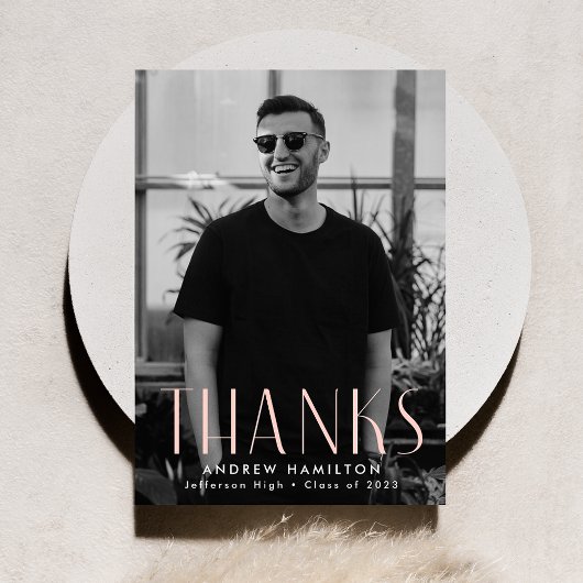 Moderne Einfachheit Roush Foto Abschluss Dankeskarte