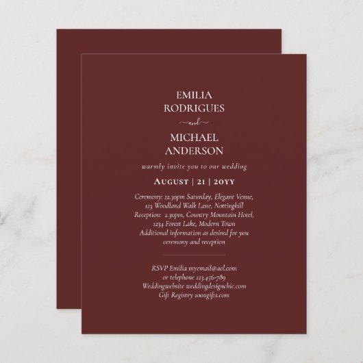 Moderne einfarbige Hochzeit in einem Budget (Vorne/Hinten)