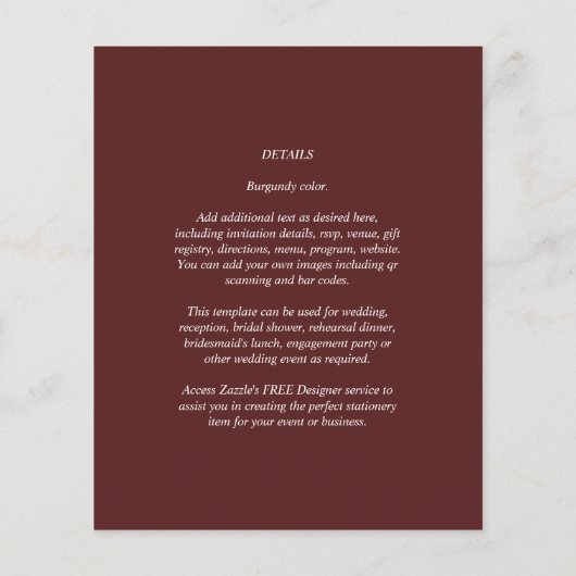 Moderne einfarbige Hochzeit in einem Budget (Rückseite)