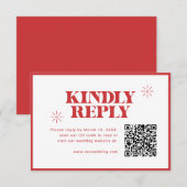 Moderne einfarbige Hochzeit mit QR-Code RSVP Karte (Vorne/Hinten)